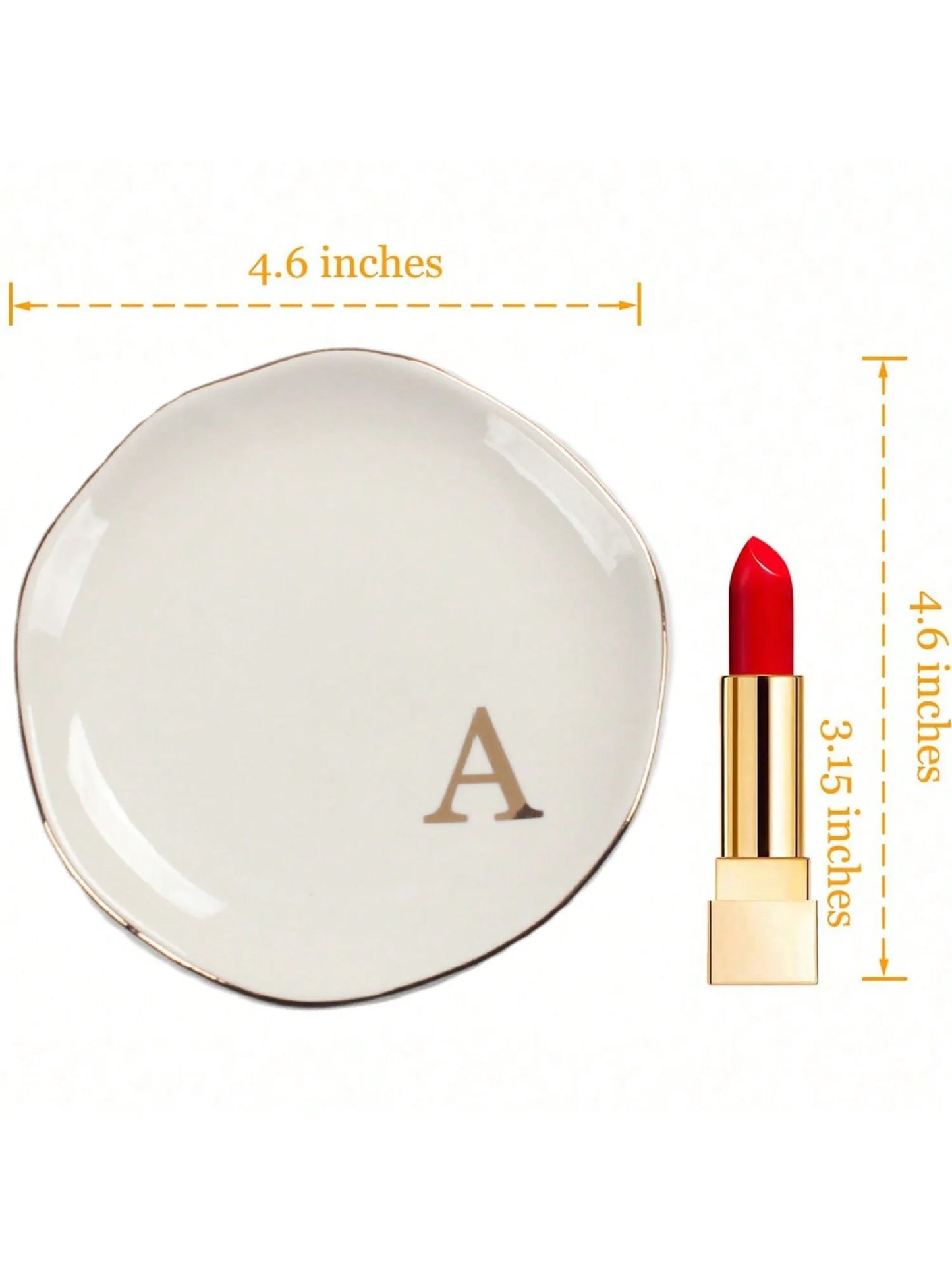 Initials Ring Dish Jewery Tray with Personalized A-Z Monogrammed Gifts Wedding Engagement for Women Friends sister,Ceramic White