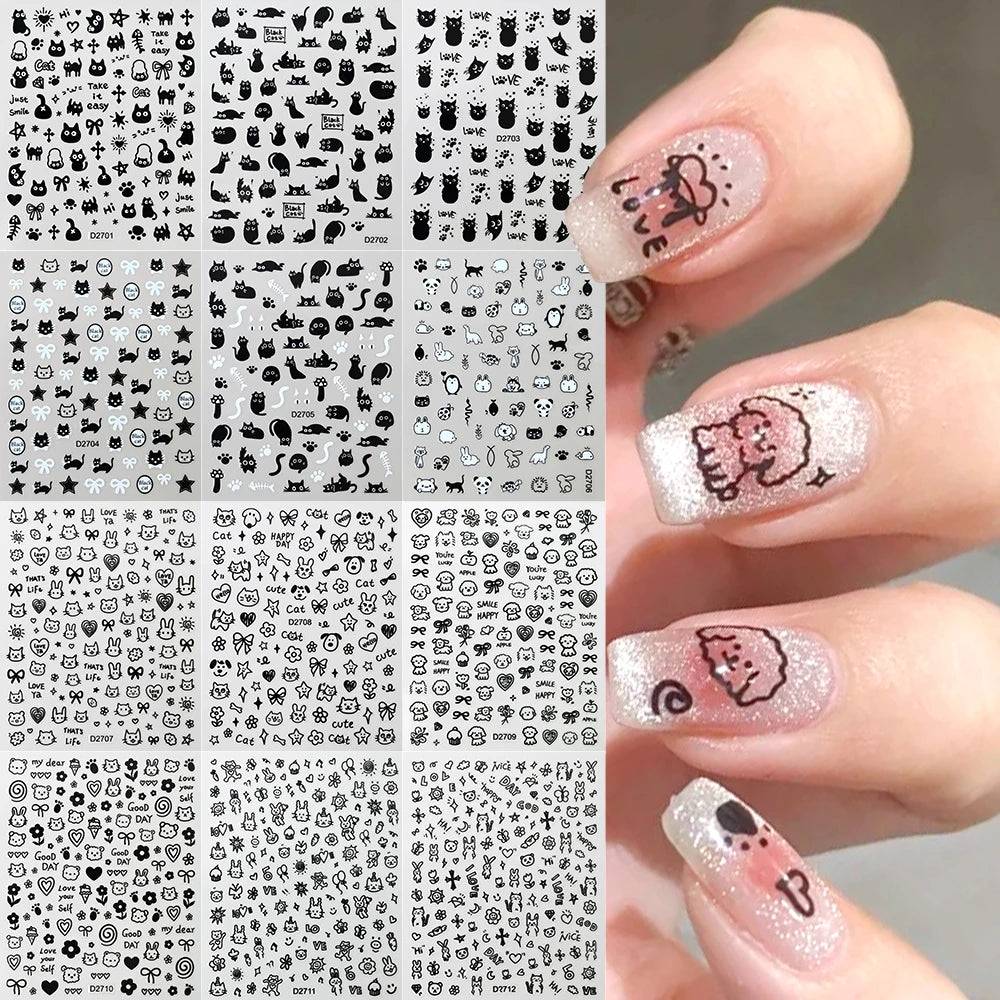 12 sheet Cartoon Stitch Angel Nail Stickers