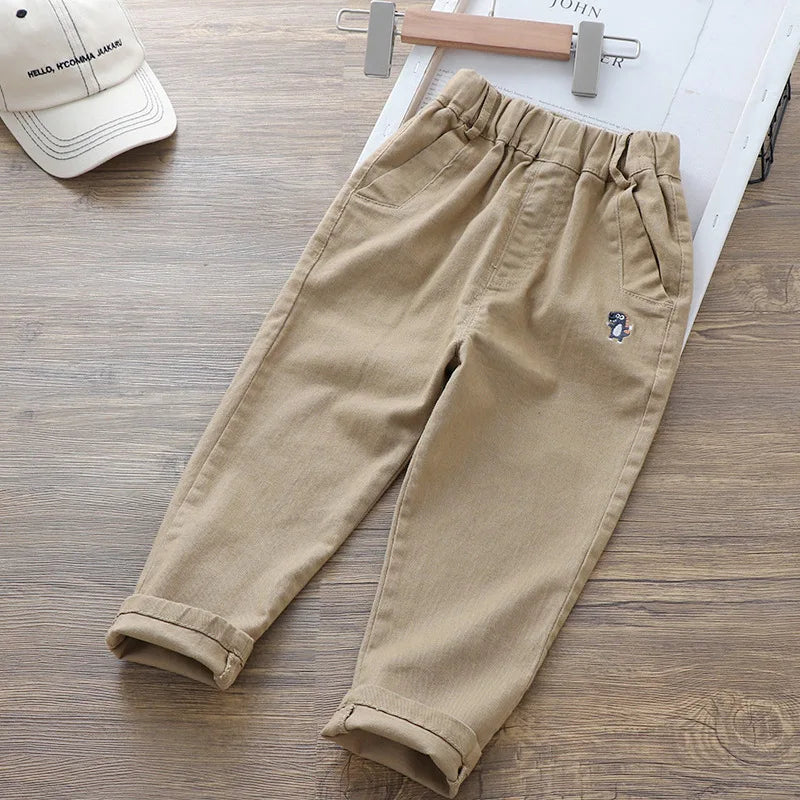 Boys' Cartoon Embroidered Casual Pants