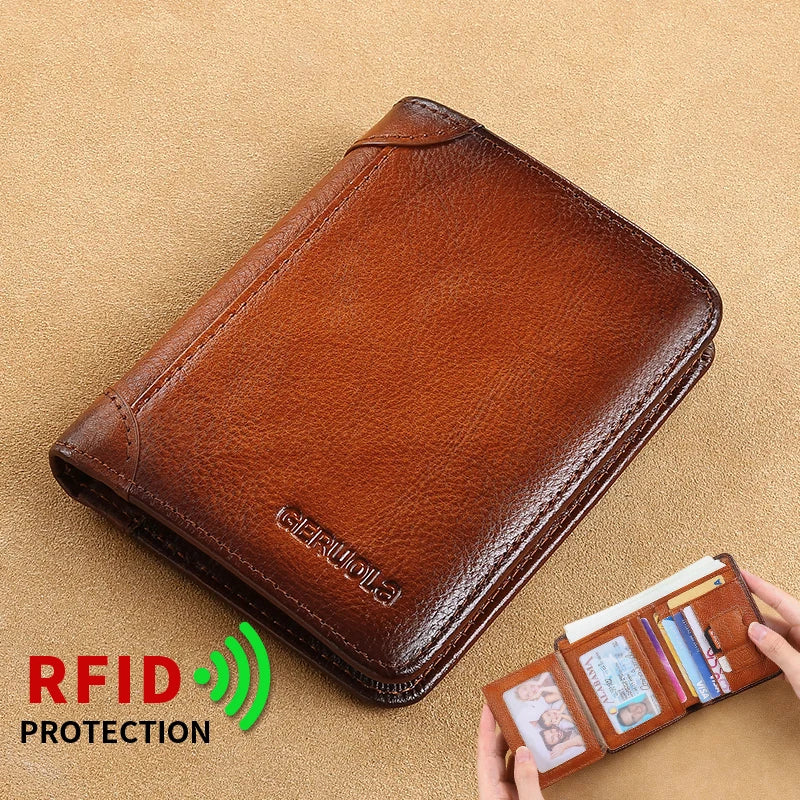 Slim Shielded Genuine Leather Wallet