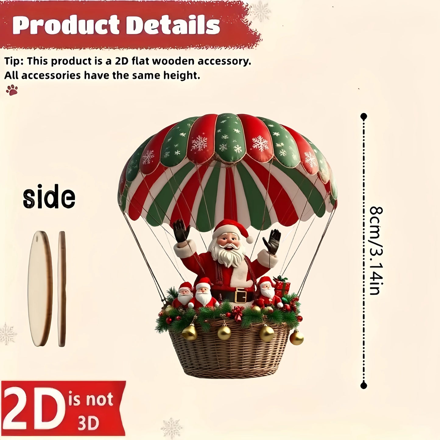 10Pcs Christmas Wooden Hot Air Balloon