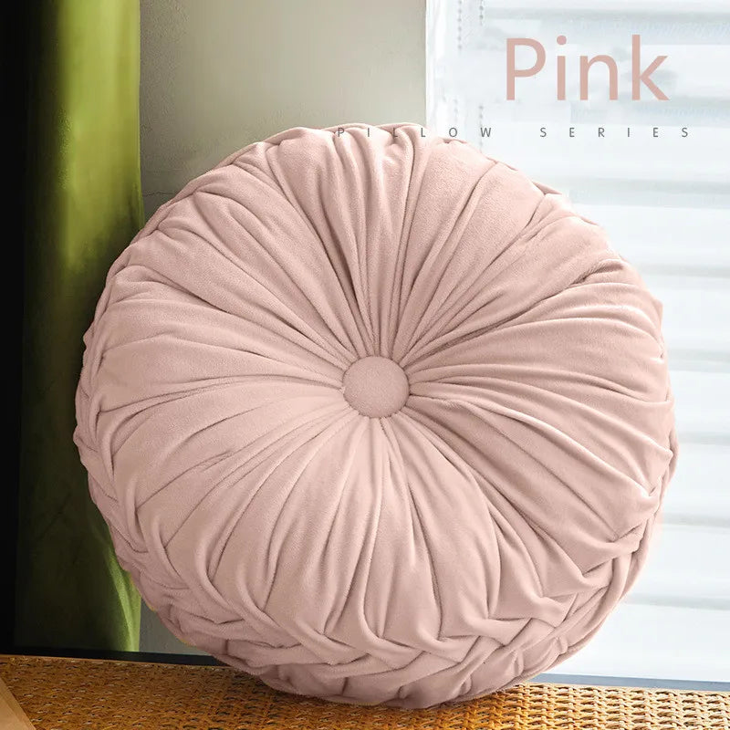 Round Pleated Throw Pillow
