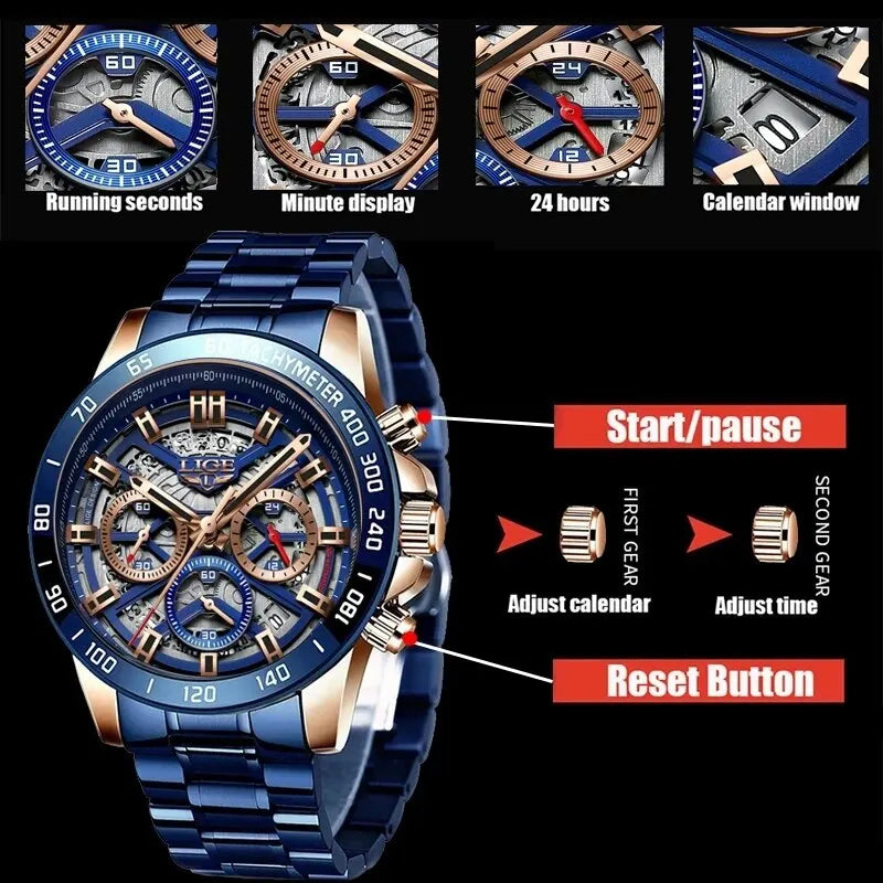 New Men Watch Top Brand Luxury Hollow Watch