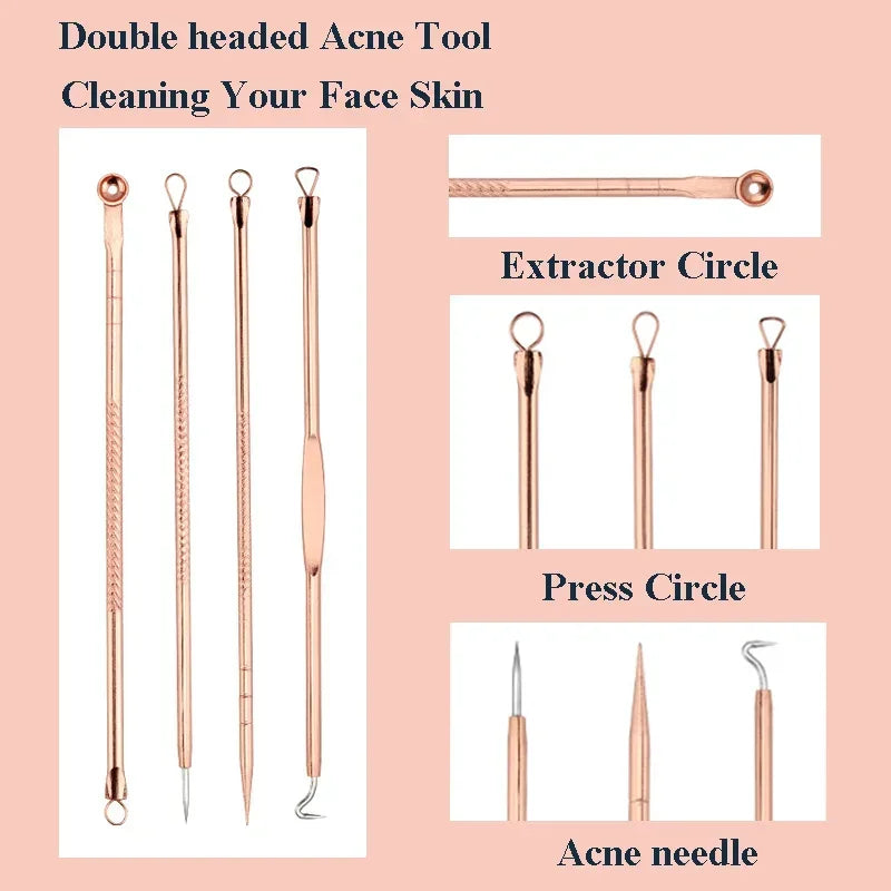 4pc/set Acne Blemish Remover Blackhead Extractor Ultra-fine Beauty Face Pore Cleaner Needles Set Acne Needle Facial Cleaner Skin