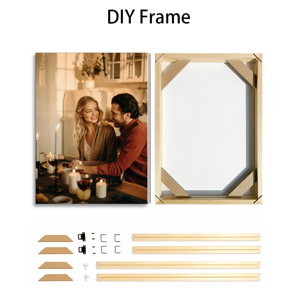 1 Pc Custom Photos with DIY Wood Frame or frameless poster,Custom Wedding Photo,idea gift,Personalized Canvas Painting