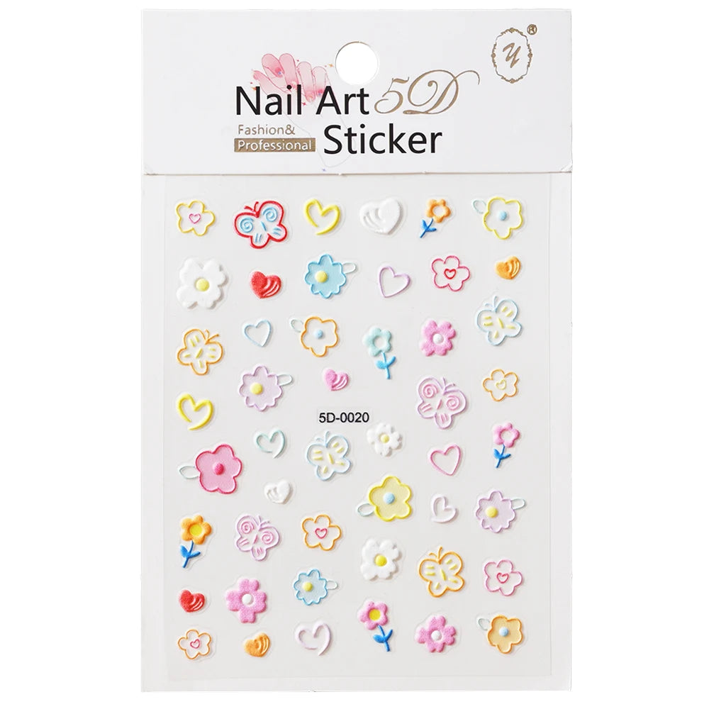 5 D Macron Flower/Fruit Nail Charms Sticker