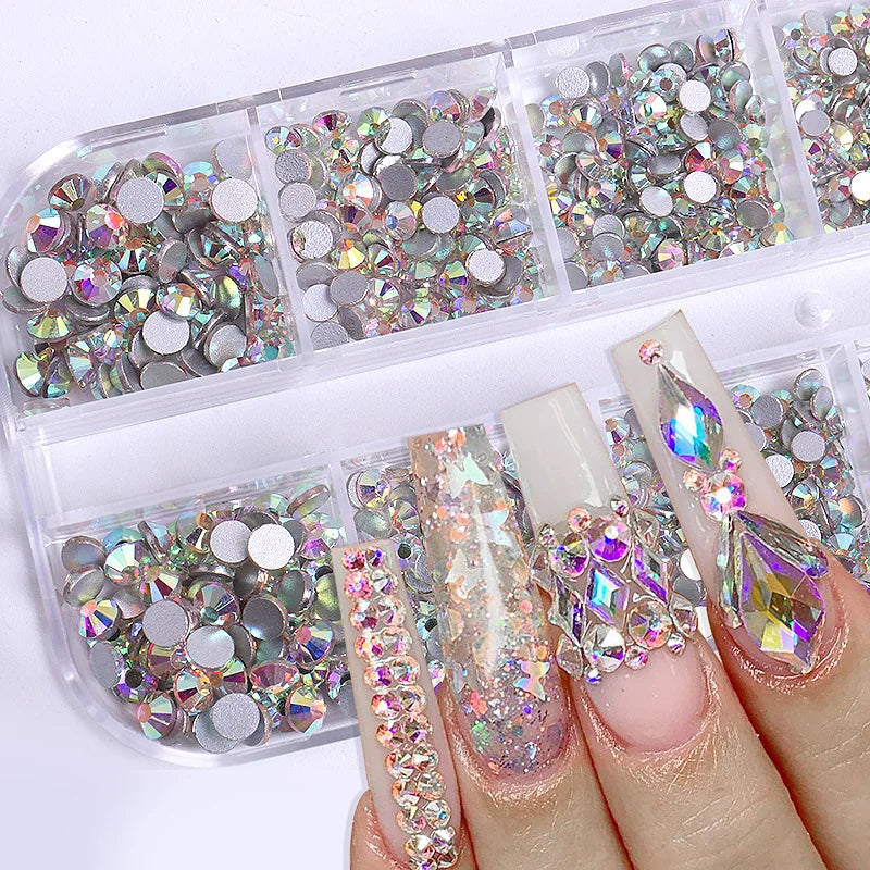 2400pcs+ Shiny Clear Crystal Gems Nail