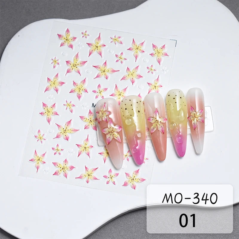 3 D White Bow knot Flower Nail Art Sticker
