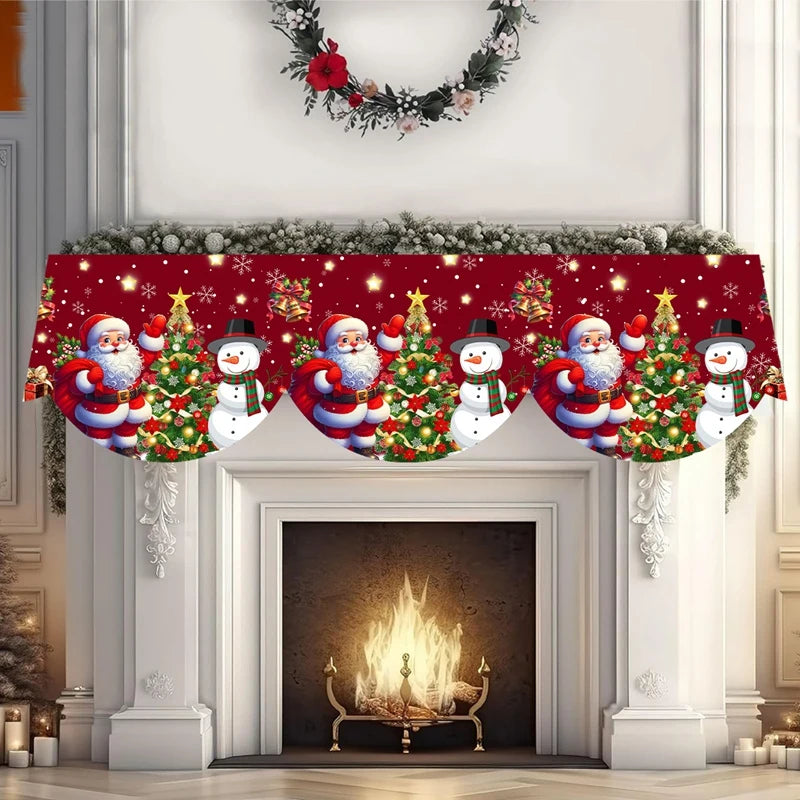 Christmas Fireplace Mantel Santa Scarf