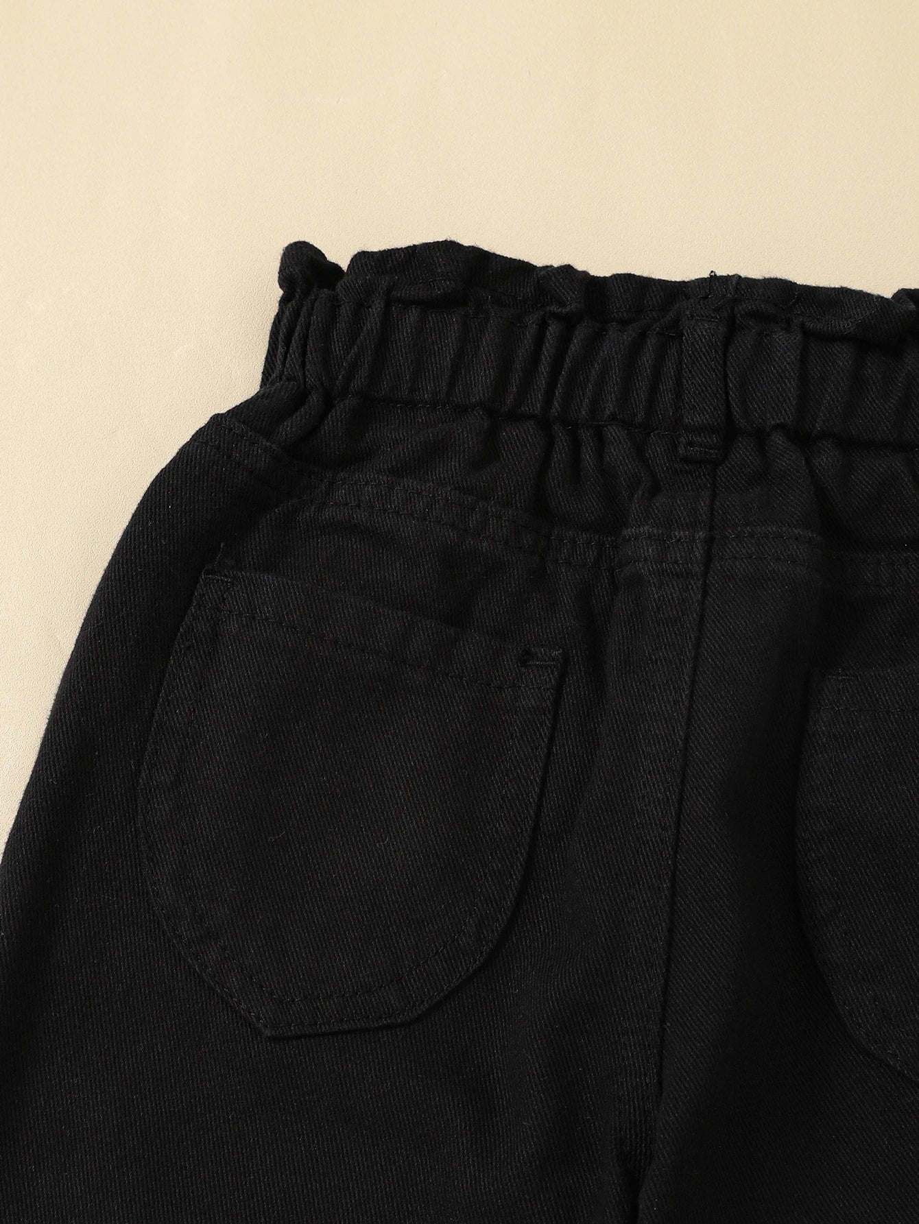 Copper buckle denim cotton pants