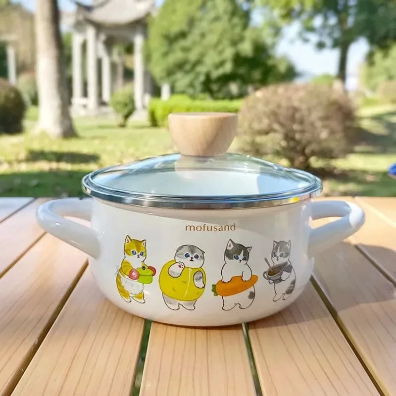 Kitchen Cookware Enameled Enamel Pots and Pans Baby Complementary Bowl Tableware Soup Pots and Pans Open-flame Induction Cooker