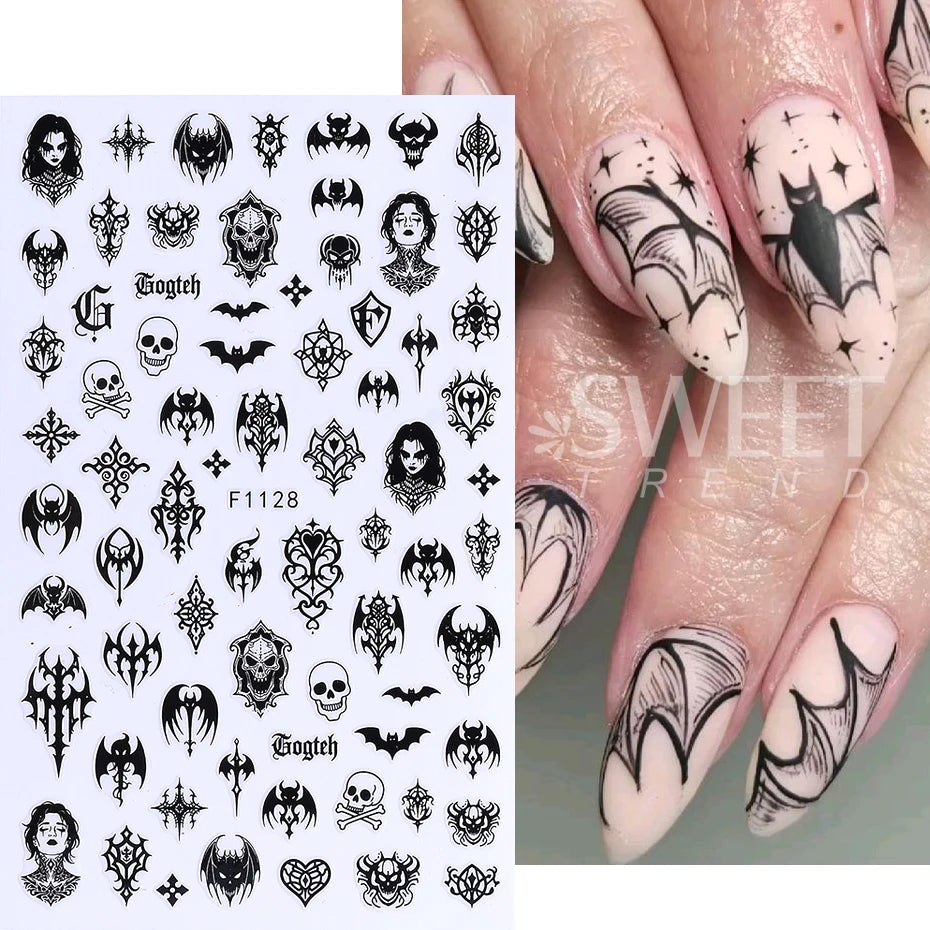 3 D Gothic Black Halloween Nail Stickers