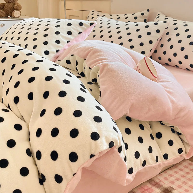 Cute Printed Velvet Duvet Cover Set