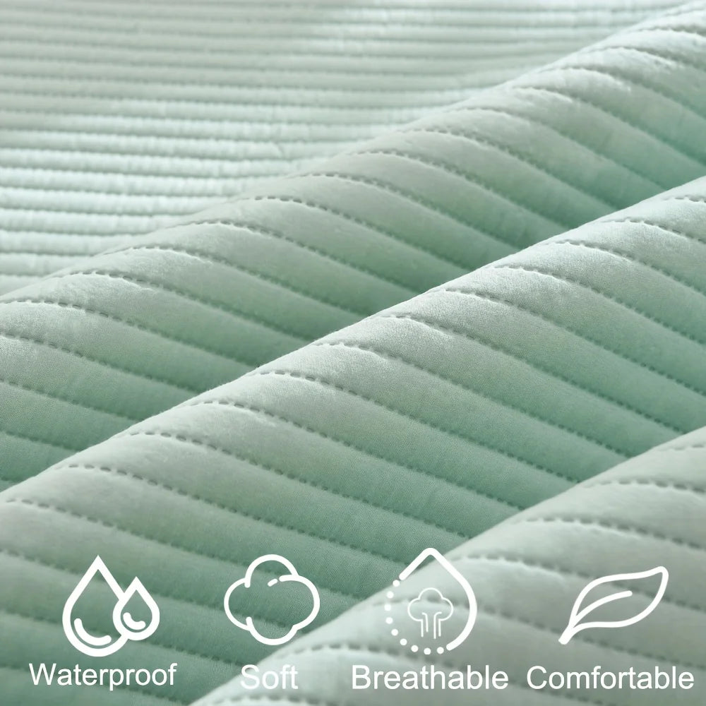 1pc Striped Waterproof Mattress Protector, Comfortable Mattress Cover, Soft and Breathable for Single/Double Beds