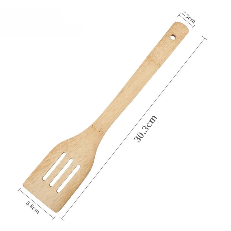 3pcs/set Bamboo Non Stick Frying Pan Spatula Rice Spoon Spatula High Temperature Resistant Cooking Tool Home Supplies