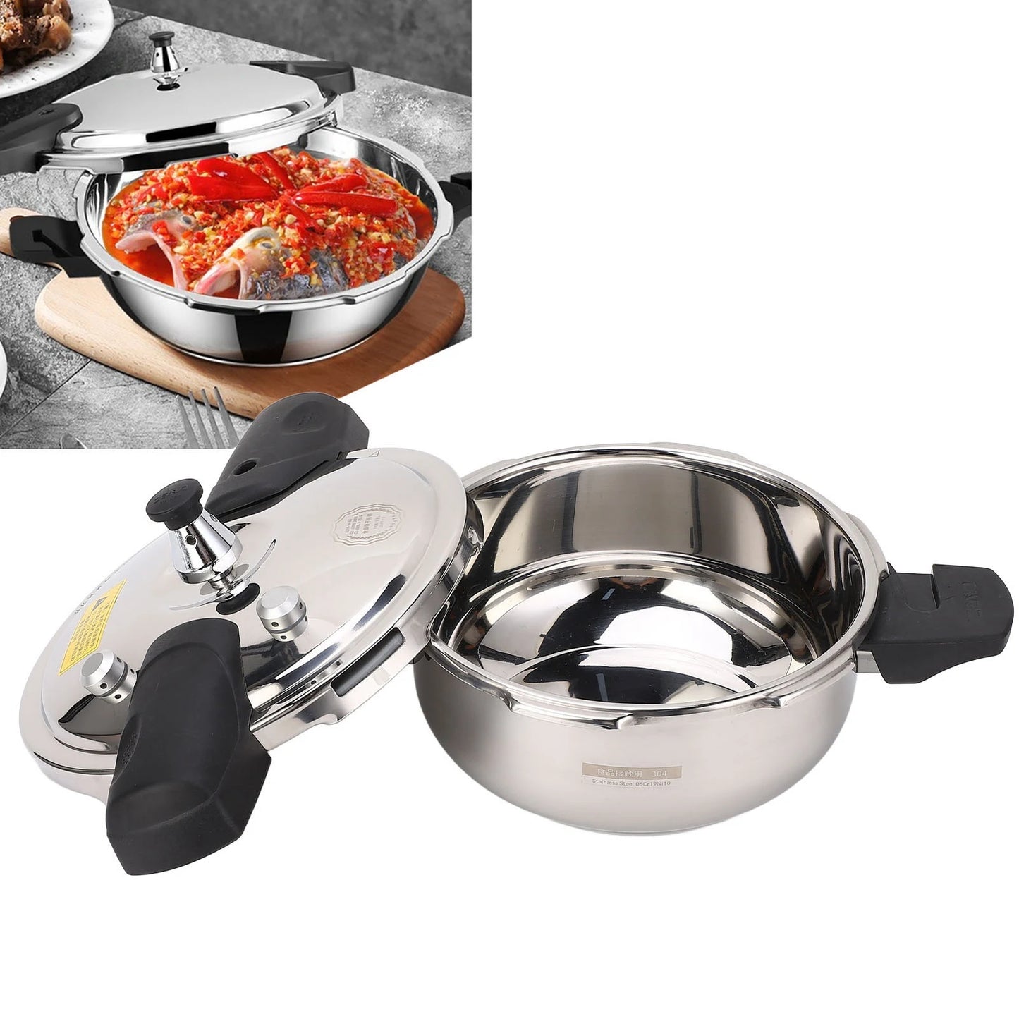 Stainless Steel Mini Pressure Cooker Safe Explosion Proof 1.8L 1.8 Liter Pressure Cooker Oyster Fish Head Pot for Gas Stove Indu