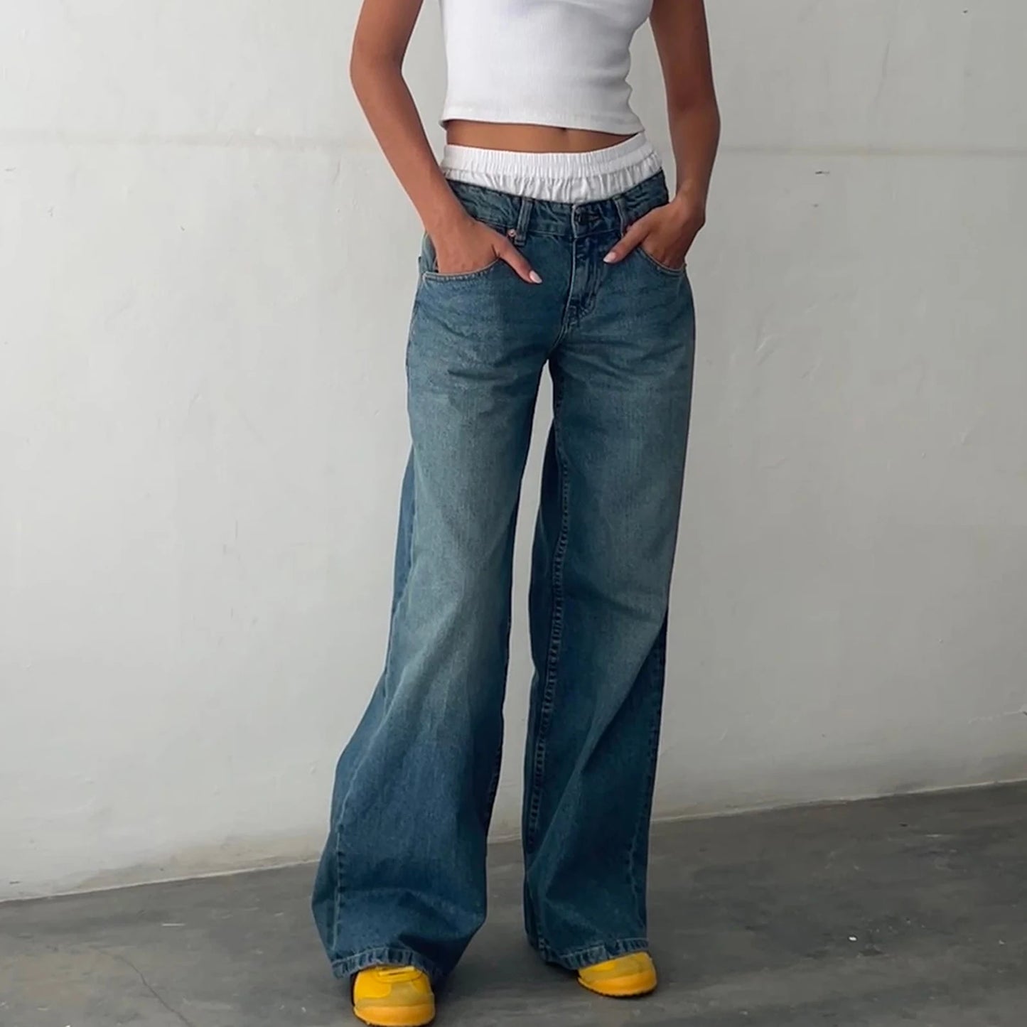 Baggy Trendy Denim Pants with Pocket