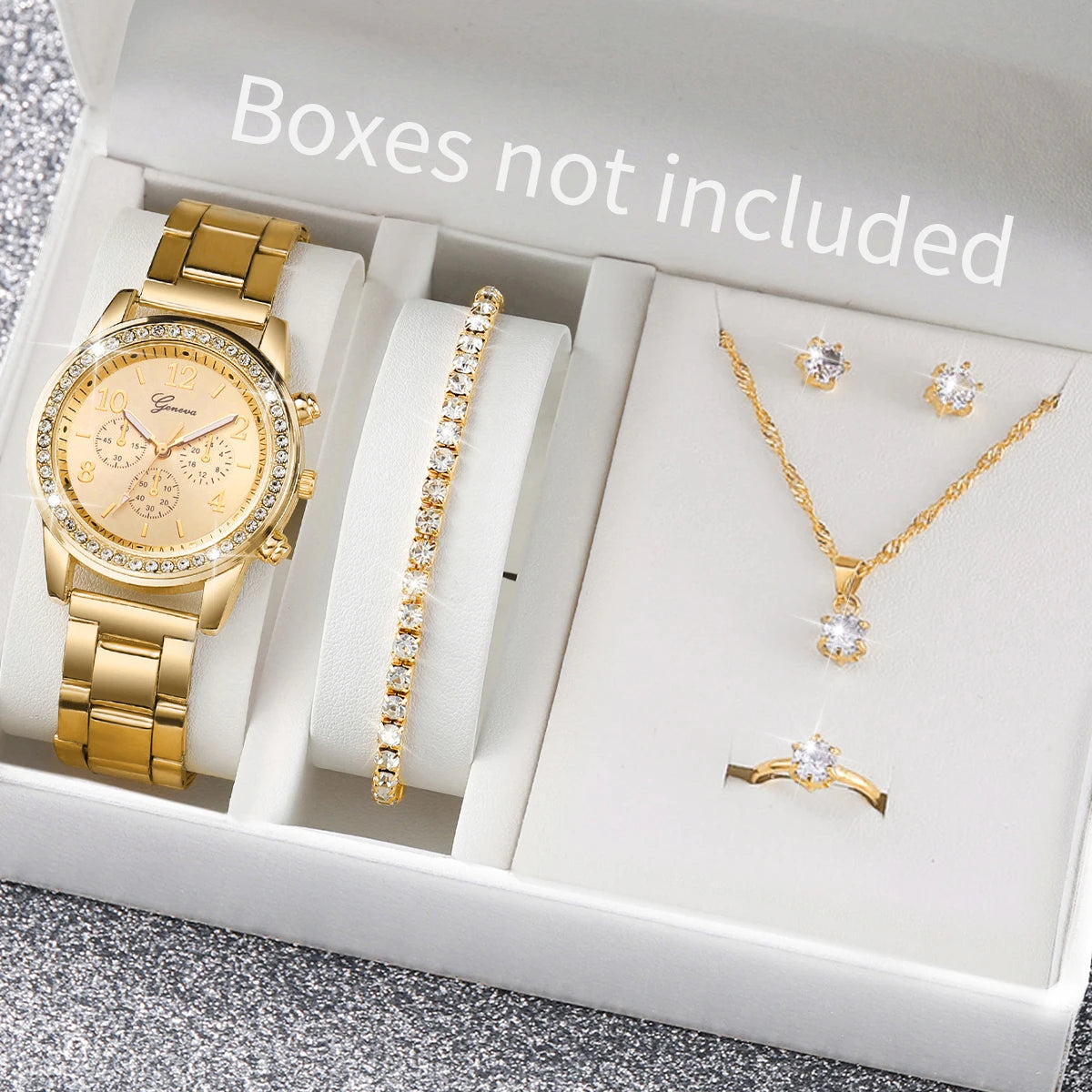 Fashion Rhinestone Women Watch+Jewelry