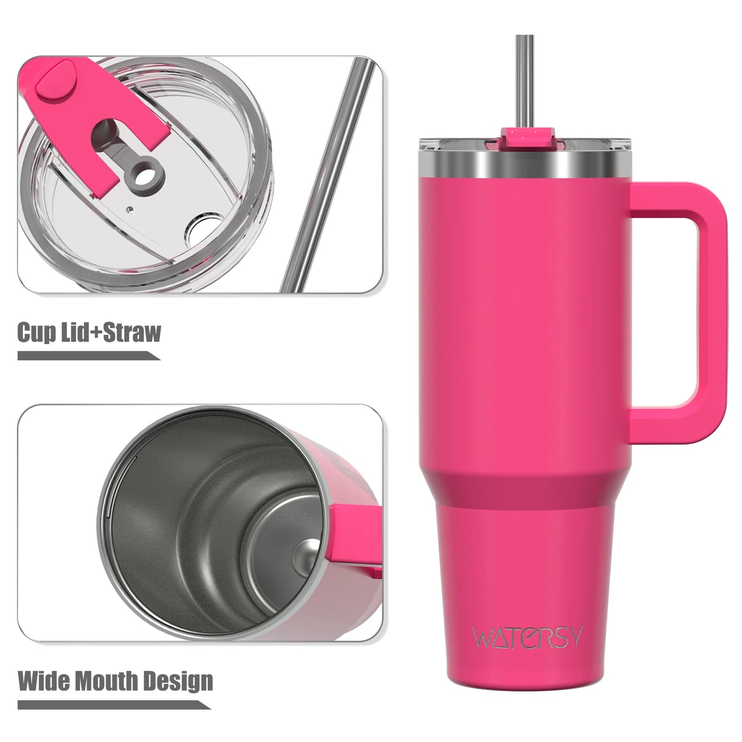 591ml Stainless Steel Insulated Cup 20oz Tumbler with Handle and Straw Keep Cold and Hot Thermal Mug Portable Car Travel Mug