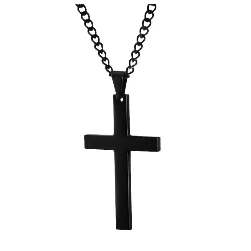 Dark Cross Block Necklace Pendant Bracelet Ring Set