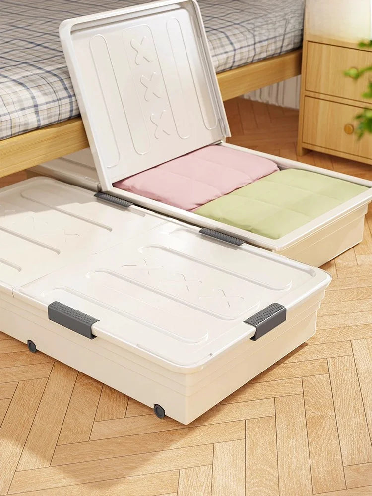 Flat Under-bed Storage Box with Wheels