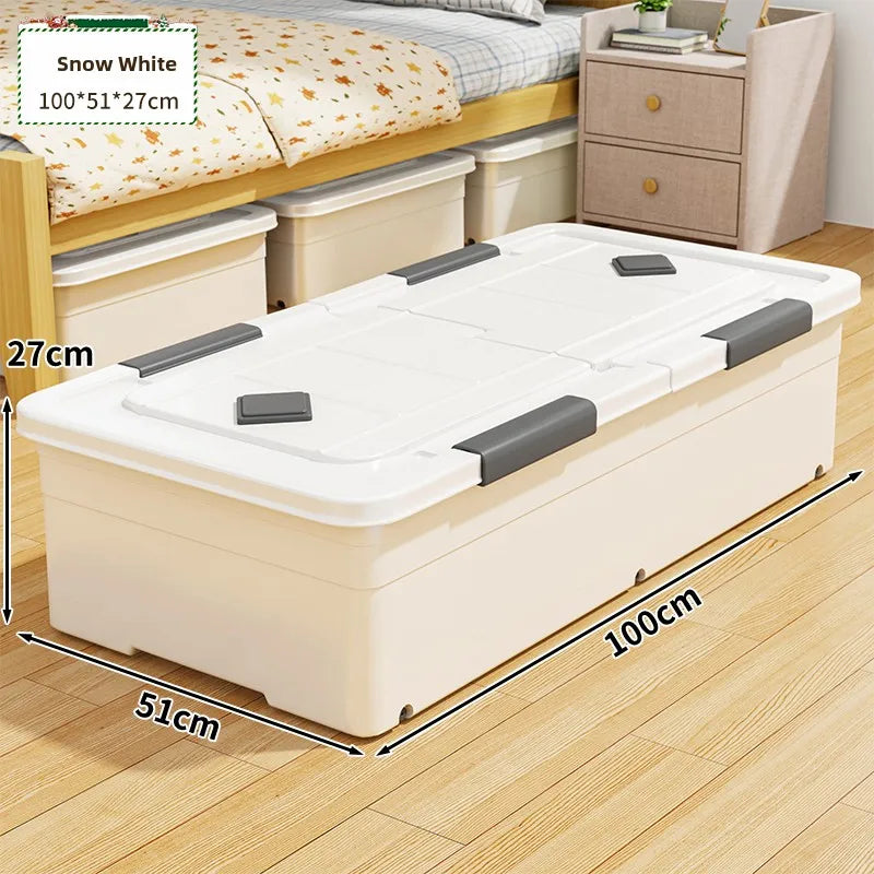 Flat Under-bed Storage Box with Wheels
