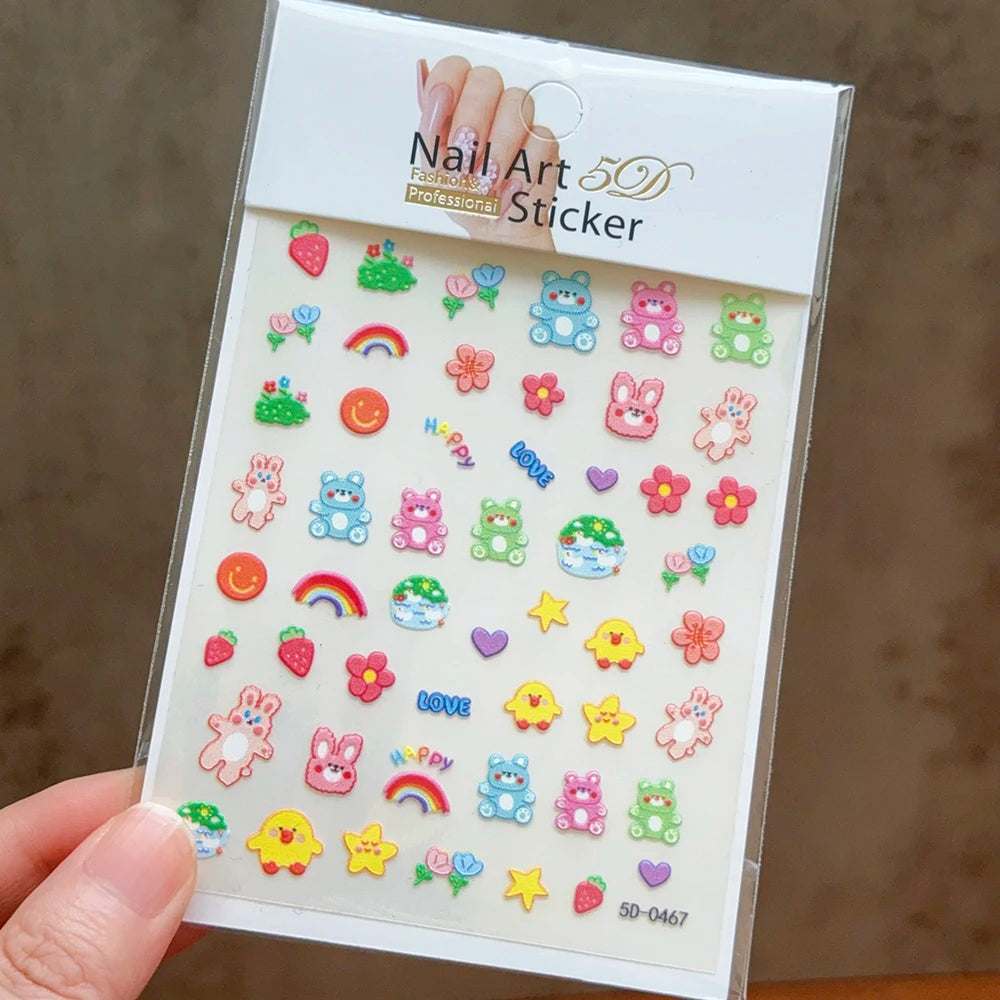 5 D Macron Flower/Fruit Nail Charms Sticker