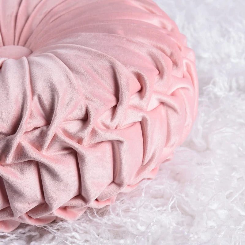 Round Pleated Throw Pillow
