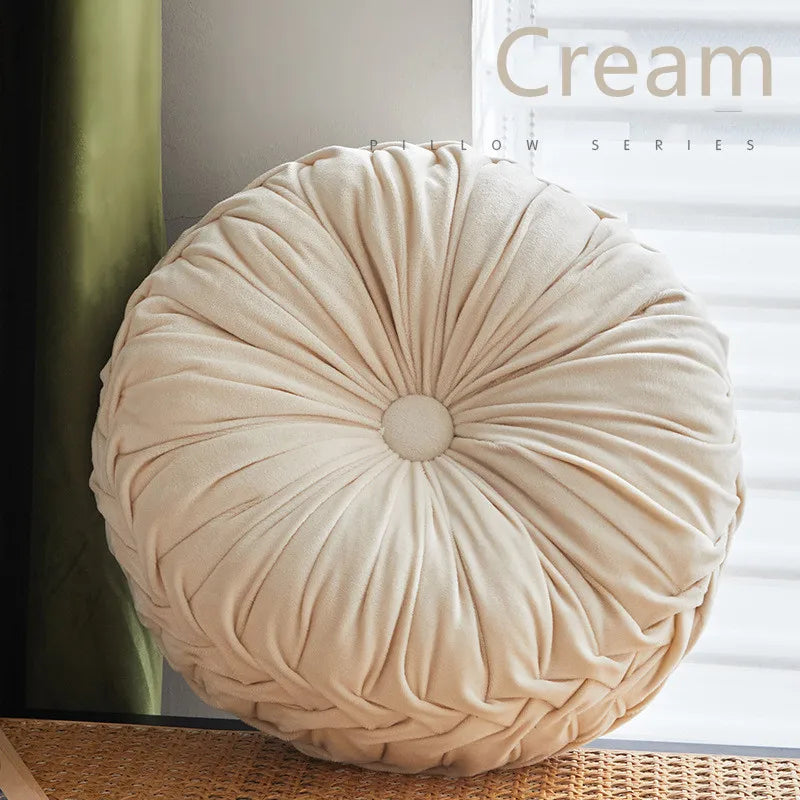Round Pleated Throw Pillow