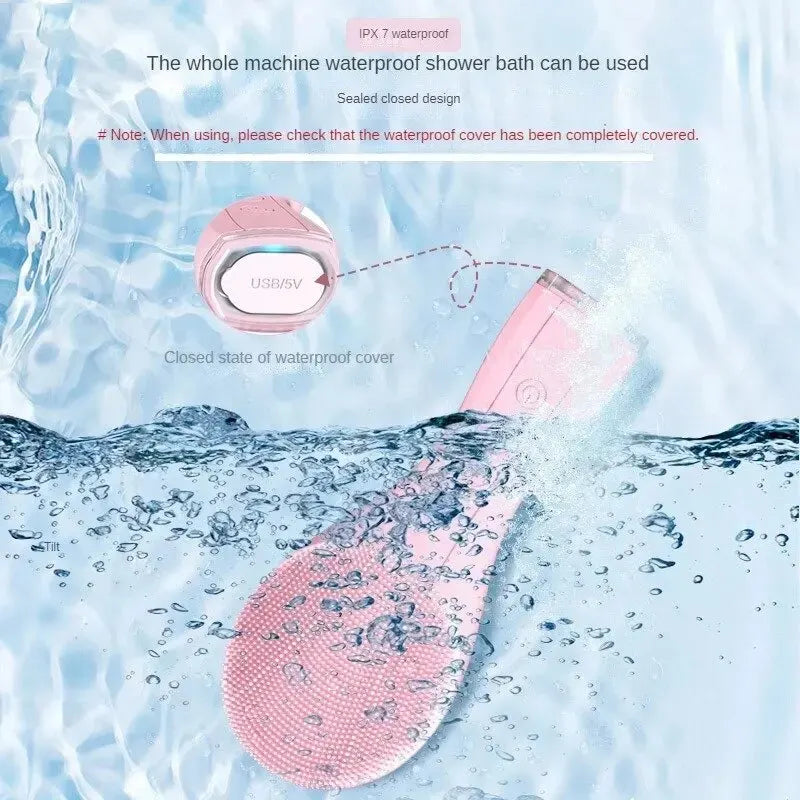 Electric Facial Cleansing Brush Deep Pore Cleaning Sonic Vibration Waterproof Acne Blackhead Remover Pore Cleaner Silicone