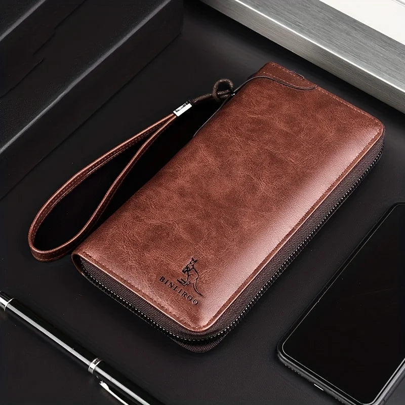 Men's Long Zipper High Quality Pu Leather Wallet