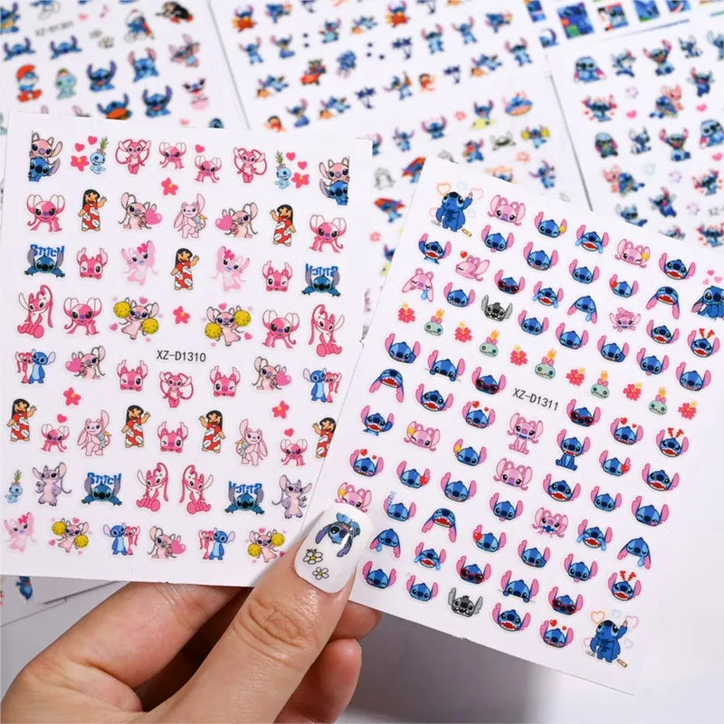12 sheet Cartoon Stitch Angel Nail Stickers
