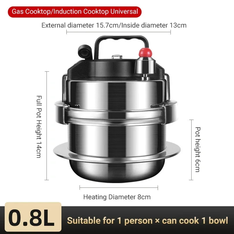 0.8-2L Outdoor Camping Small Pressure Cooker 304 Stainless Steel Portable Rice Cooker for Kitchen Cooking Tool Pressure Cooker