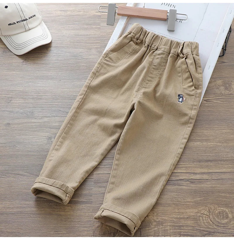 Boys' Cartoon Embroidered Casual Pants