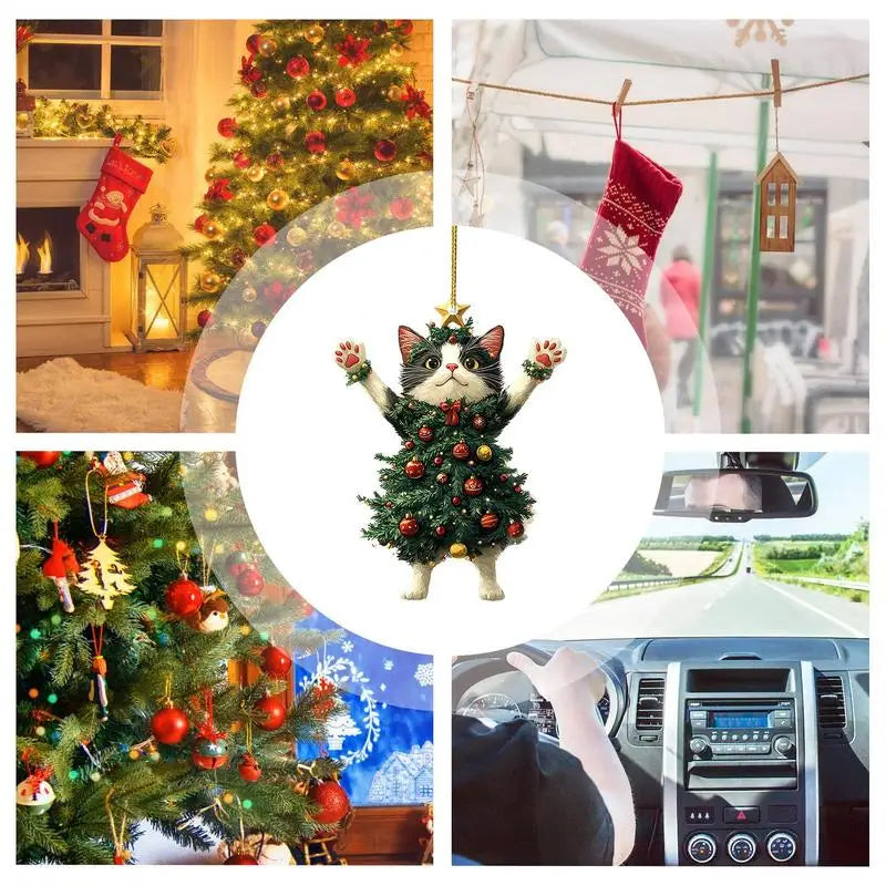 Christmas Tree Cat Pendants