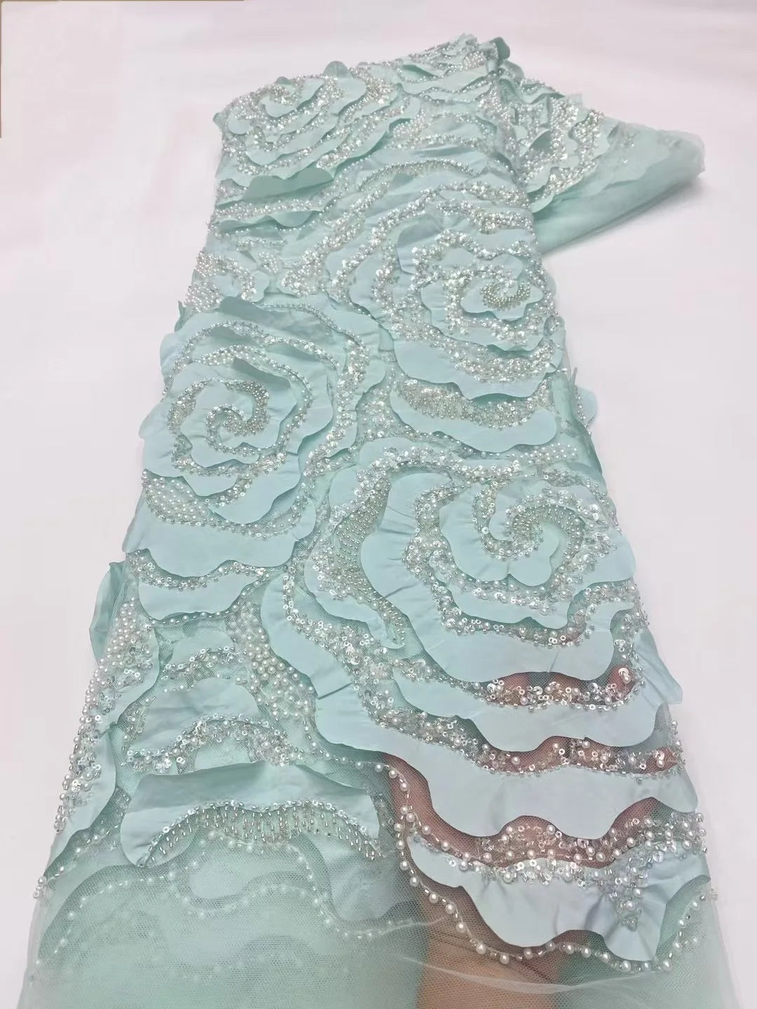 African Nigerian Groom Lace Fabric With Sequin,Hig-End Luxury Embeoidery,Heavy Fabric For Wedding Dress Party,Black