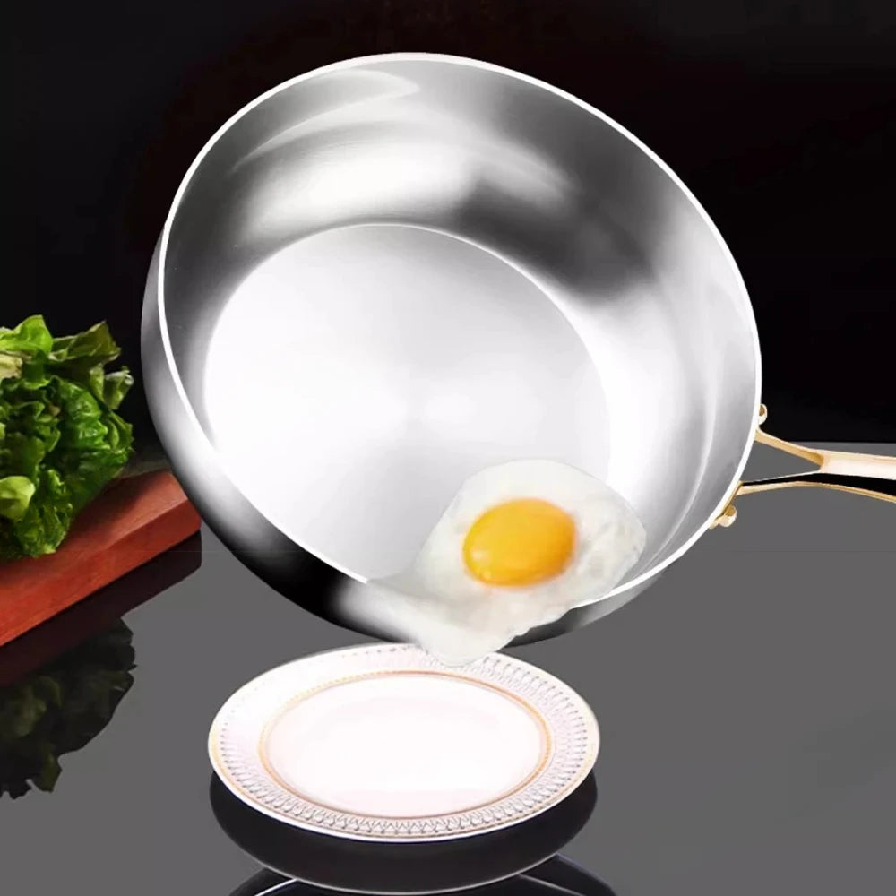 316 Stainless Steel Deep Frying Wok Pan Nonstick Cooking Fried Steak Gas Stove Pot Induction General Kitchen Cookware Saucepan