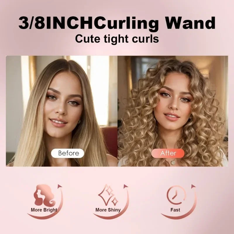 Mini Hair Curling Iron 9mm Curler Wand Professional Curly Tongs Ceramic Electric Salon Styling Tool Small Crimping Iron Curler