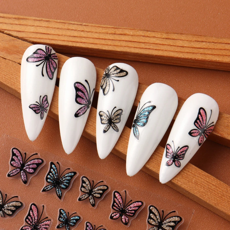 Glitter Butterfly Nail Stickers