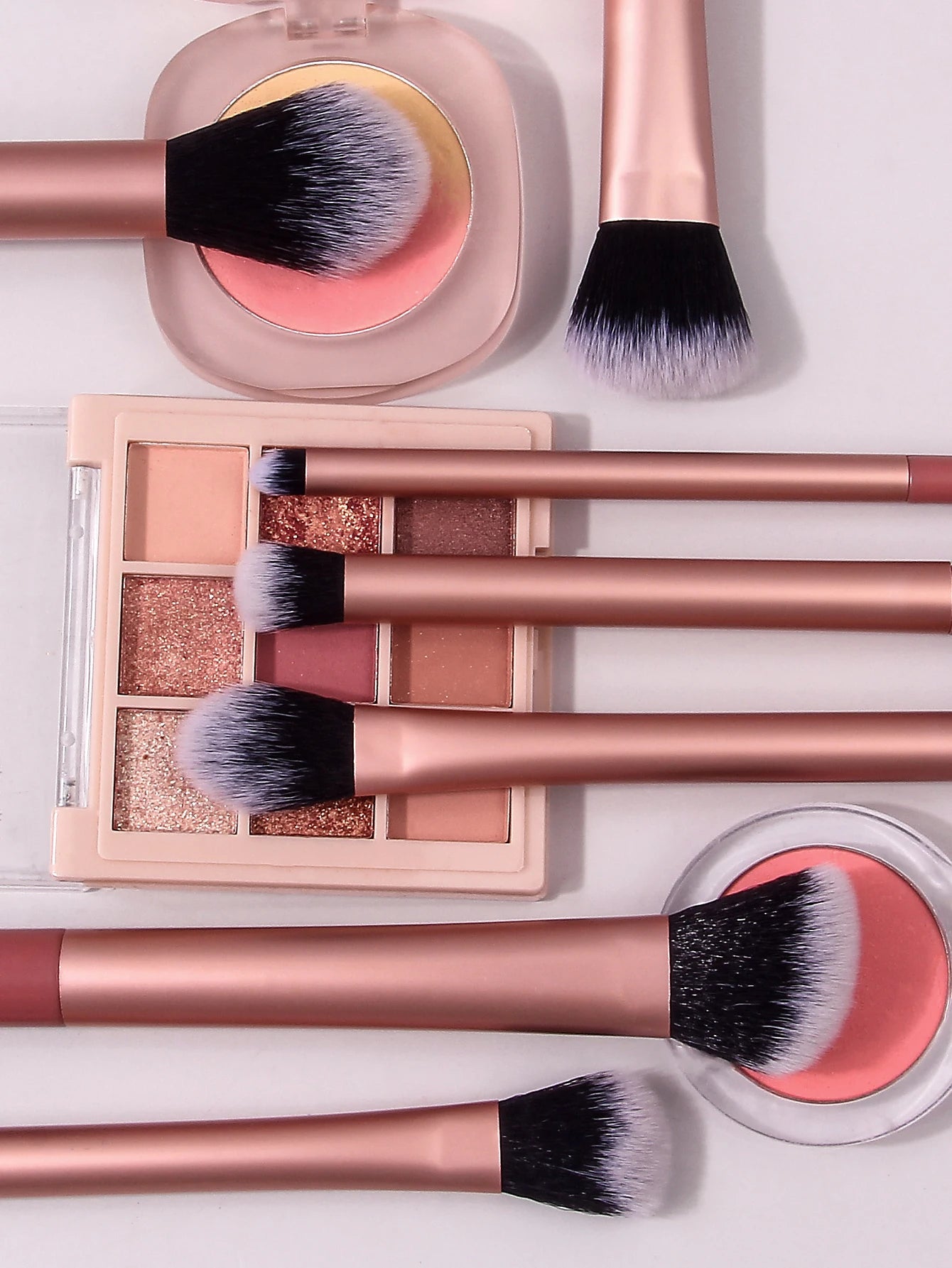 11pcs Metal Long-handle Makeup Brush Set