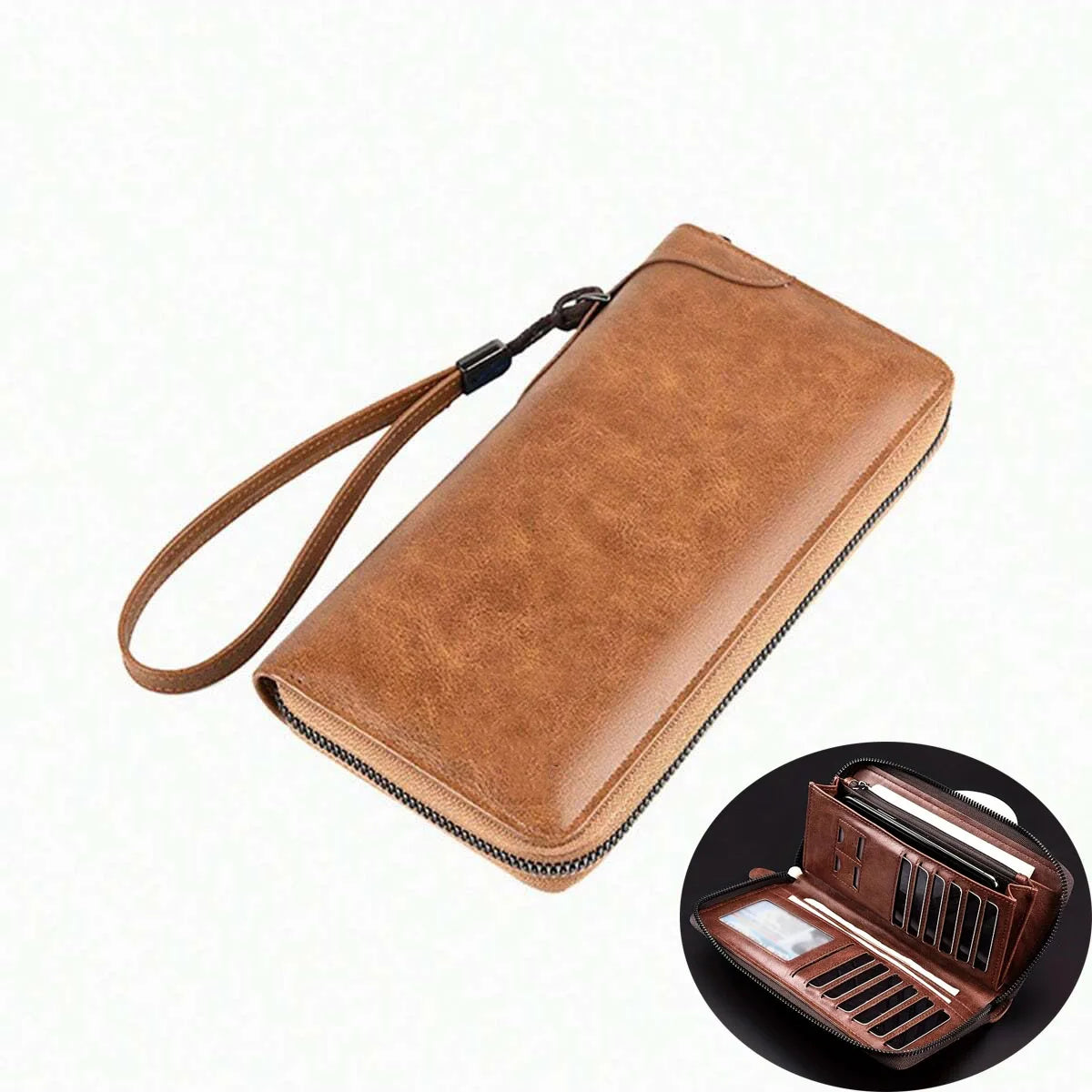 Men's Long Zipper High Quality Pu Leather Wallet