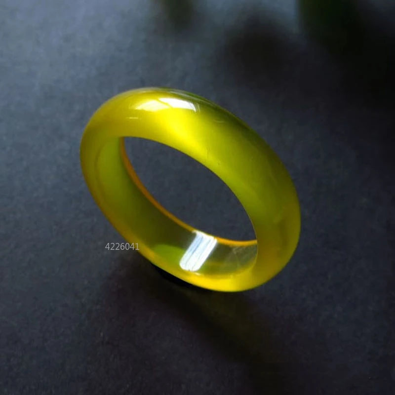 Natural Chalcedony Hand-carved Jade Ring