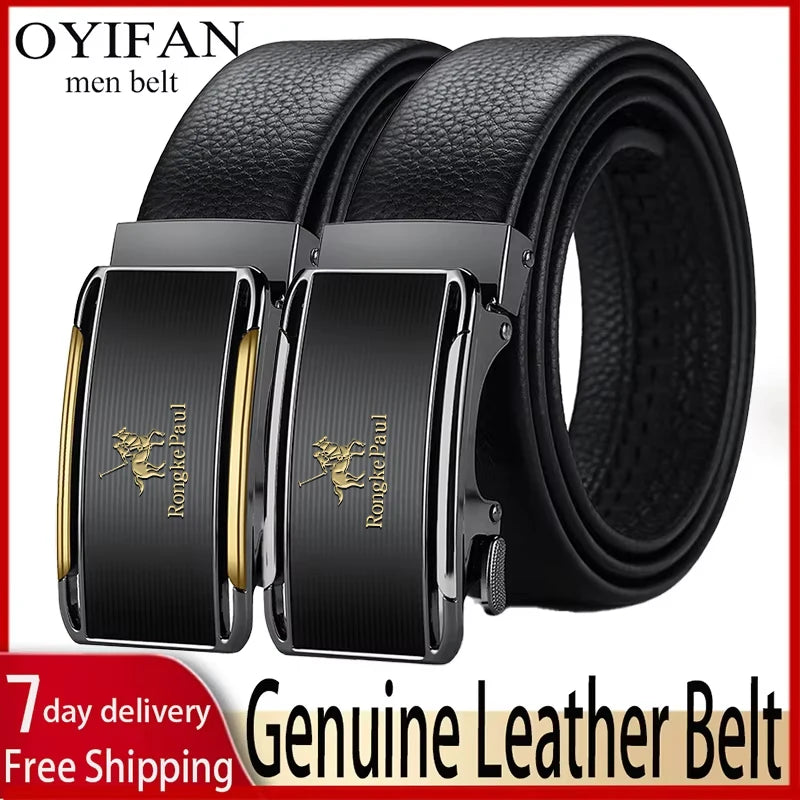 Men Genuine Leather Automatic Adjustable waistband belts