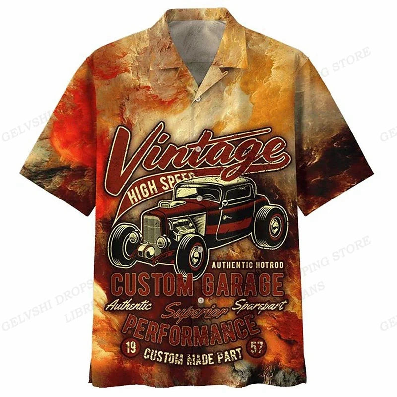 Beach Style Car Graphic Shirts For Men