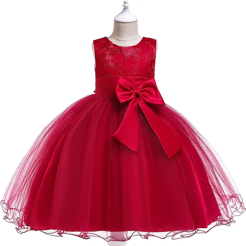 Flower Embroidered Bow Princess Dress
