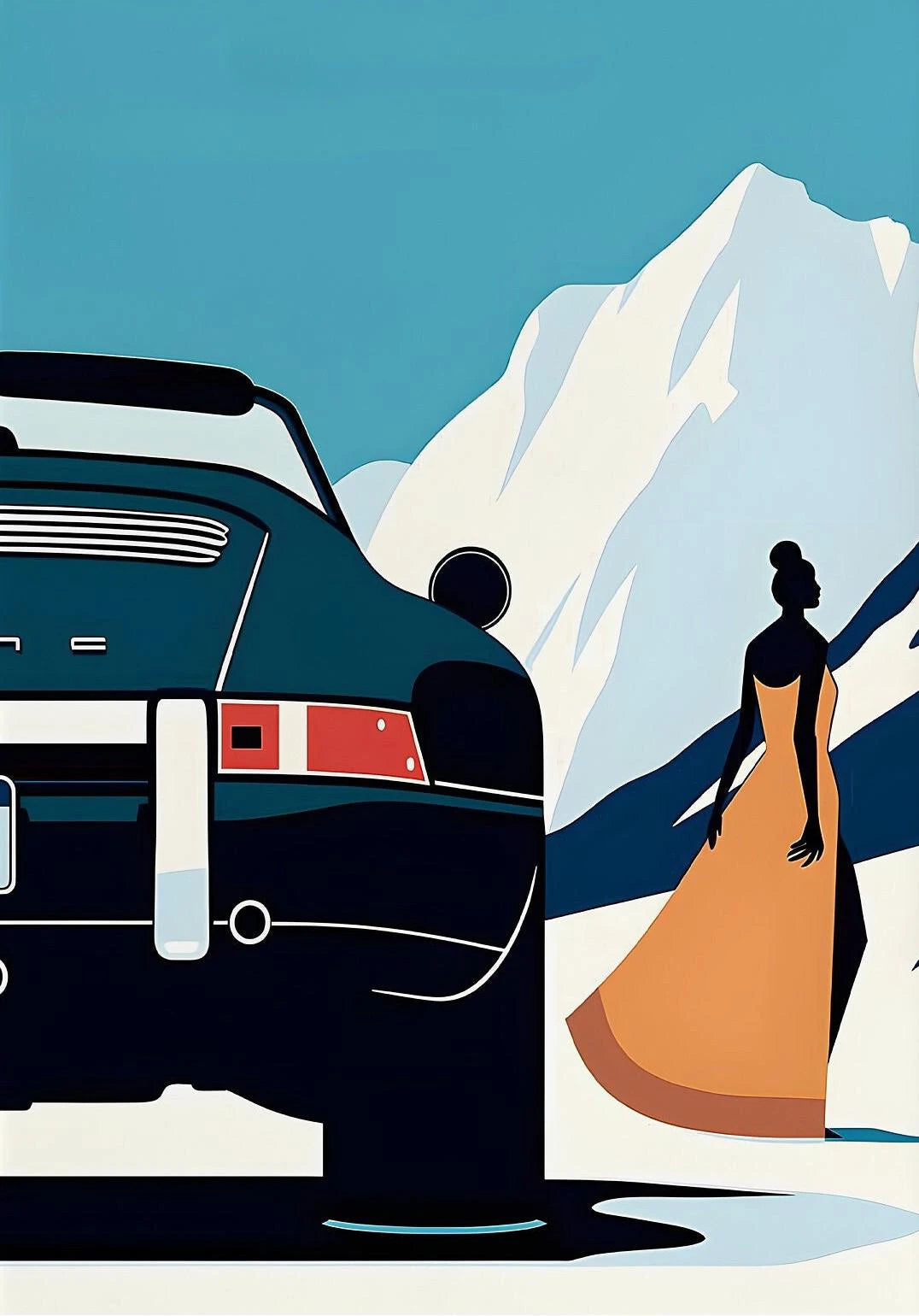 Classic Porsche 911 Alpine Drive Poster Retro Alpine Trip Cartoon Prints Canvas Painting Wall Art Picture Home Living Room Decor