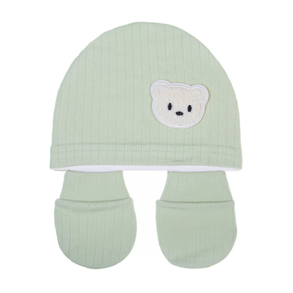 3 Pcs/set Cotton Newborn Hat Mittens Foot Cover