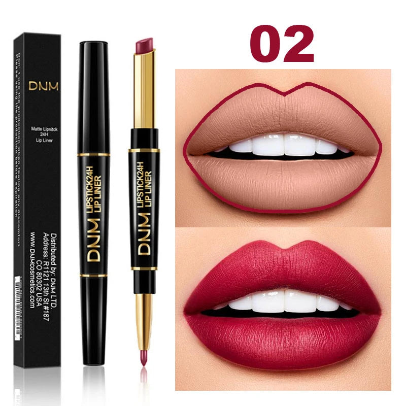 2 In 1 Matte Lipstick Double Head Lip Liner