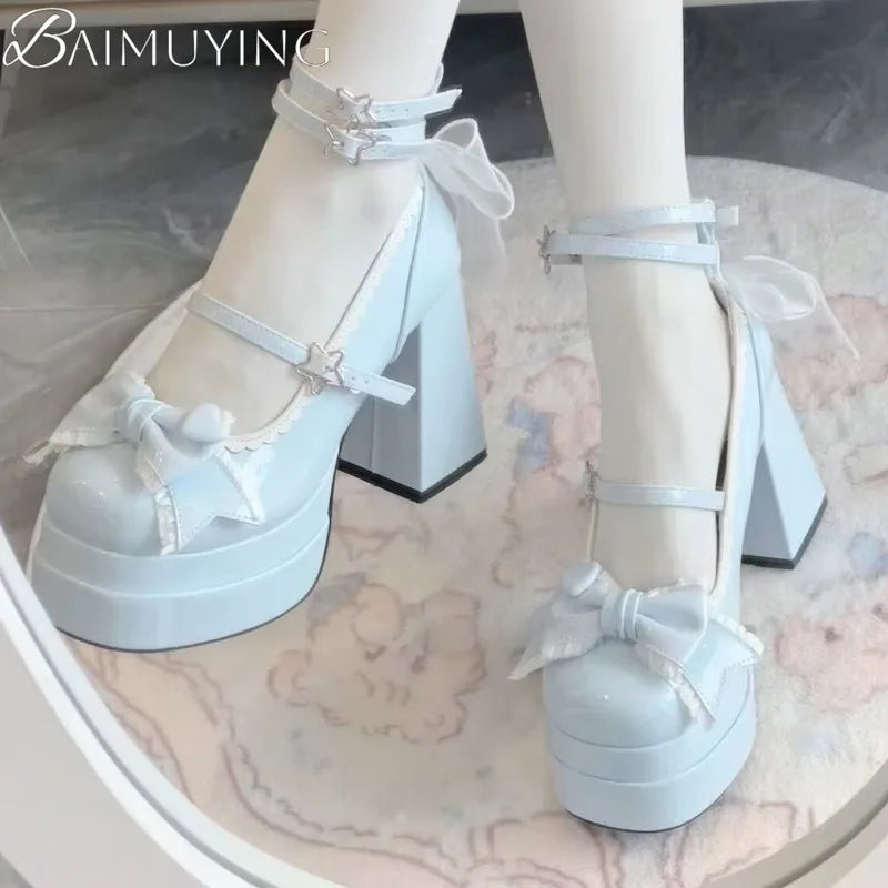 Woman Trendy Lolita Elegant Chunky Pumps