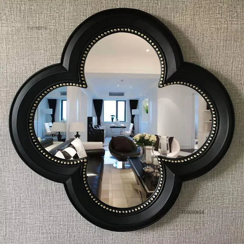 Creative Four-leaf Clover Decorative Mirrors Home Living Room Background Wall Decorative Mirror Bathroom Hotel Makeup Mirror AA